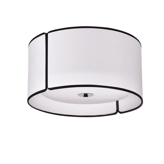 Dainolite 3 Light Notched Drum Flush Mount, Matte Black White Shade and Diff  NDR-153FH-BK-WH