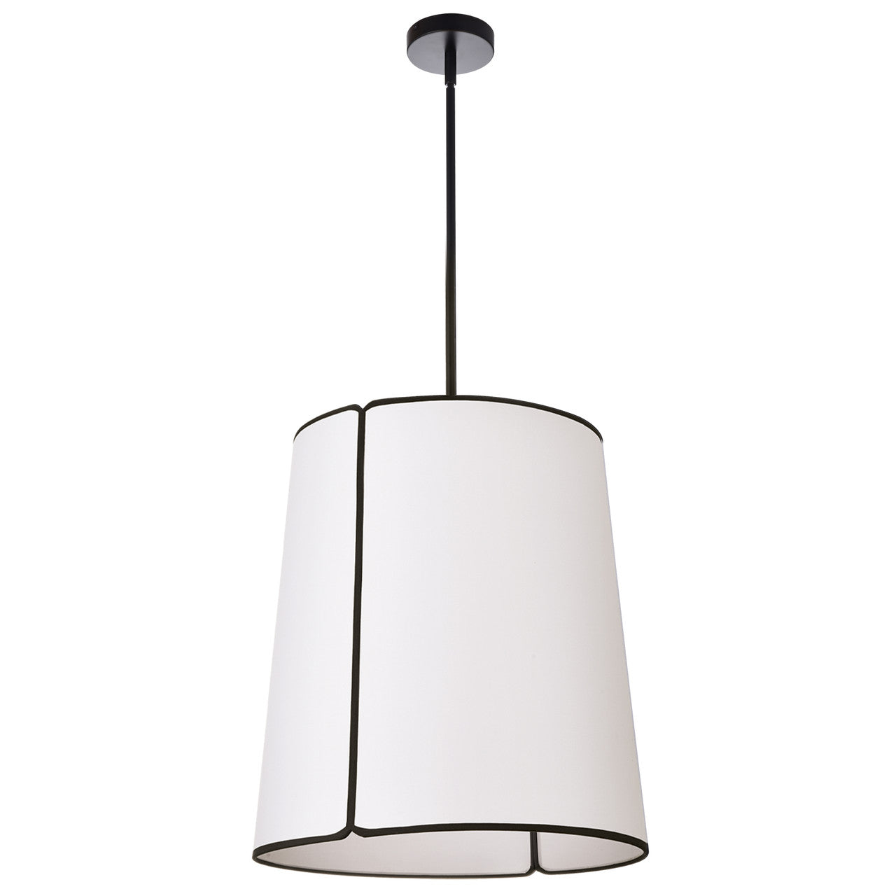 Dainolite 3 Light Notched Pendant, Matte Black White Shade and Diffuser NDR-183P-BK-WH