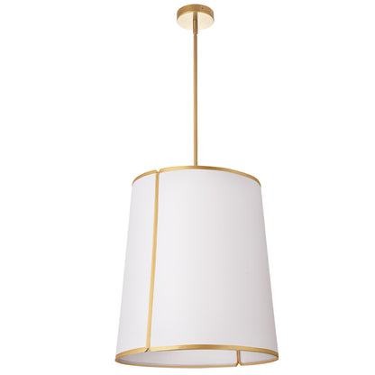 Dainolite 3 Light Notched Pendant, Gold White Shade and Diffuser NDR-183P-GLD-WH