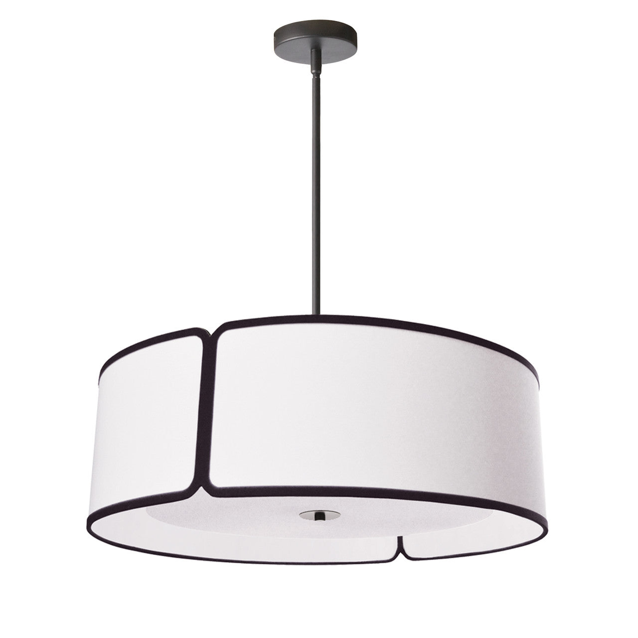 Dainolite 4 Light Black Notched Drum Pendant with White Shade and White Diffuser NDR-243P-BK-WH