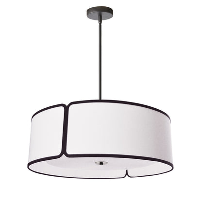 Dainolite 4 Light Black Notched Drum Pendant with White Shade and White Diffuser NDR-243P-BK-WH