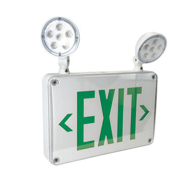 Nora Lighting LED Self-Diagnostic Wet/Cold Location Exit & Emergency Sign w/ Battery Backup & Remote Capability, White Housing w/ Green Letters, Cold Weather Location NEX-720-LED/G-CC