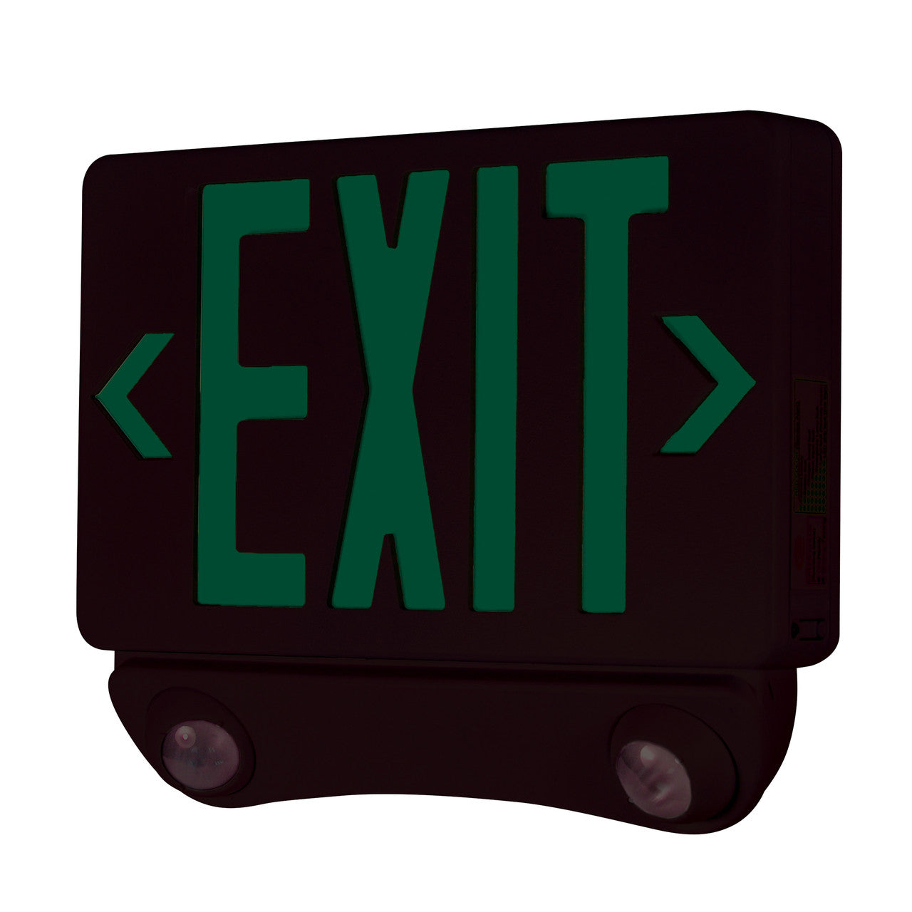 Nora Lighting LED Exit and Emergency Combination with Adjustable Heads, Green Letters / Black Housing NEX-730-LED/GB