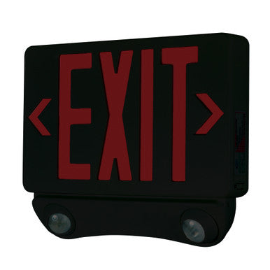 Nora Lighting LED Exit and Emergency Combination with Adjustable Heads, Red Letters / Black Housing NEX-730-LED/RB