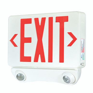 Nora Lighting LED Exit and Emergency Combination with Adjustable Heads, Red Letters / White Housing NEX-730-LED/R