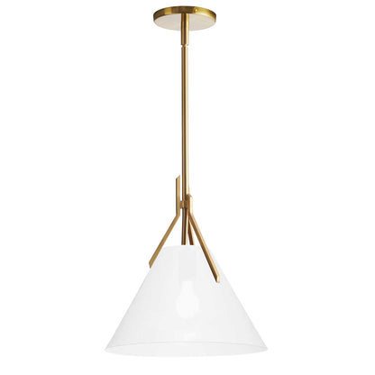 Dainolite 1 Light Incandescent Pendant, Aged Brass with Opal Glass NIC-101P-AGB