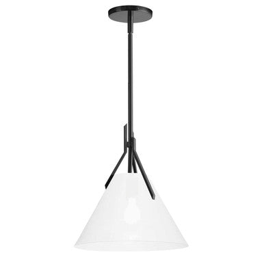 Dainolite 1 Light Incandescent Pendant, Matte Black with Opal Glass NIC-101P-MB