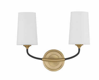 Crystorama Niles 2 Light Black Forged + Modern Gold Wall Mount NIL-70012-BF-MG