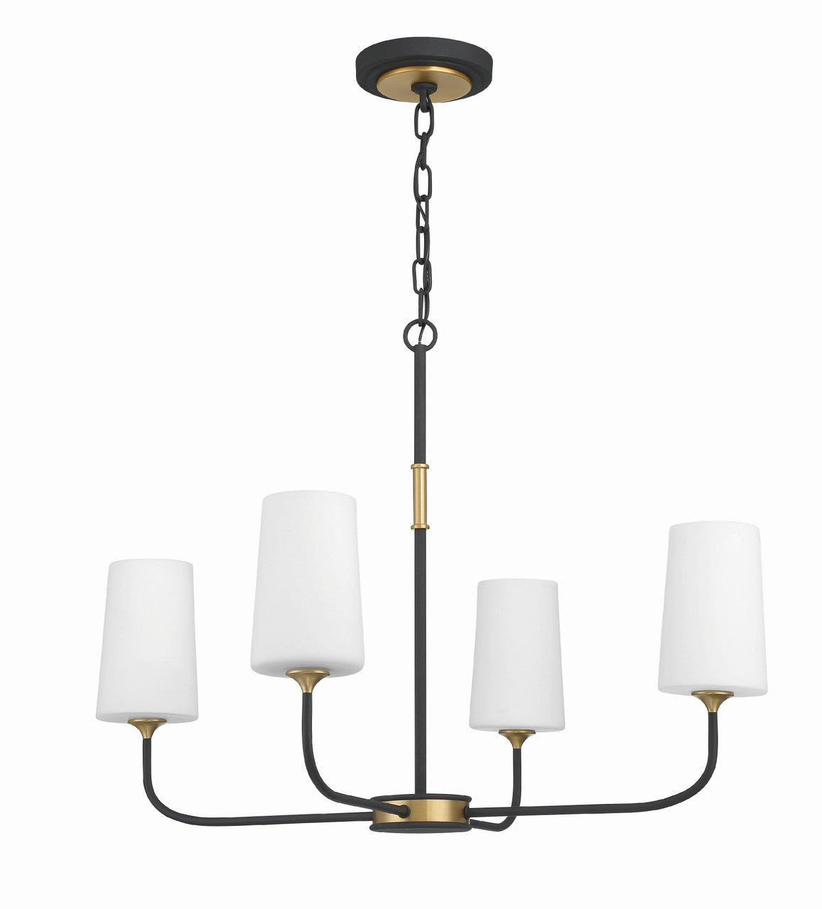 Crystorama Niles 4 Light Black Forged + Modern Gold Chandelier NIL-70014-BF-MG