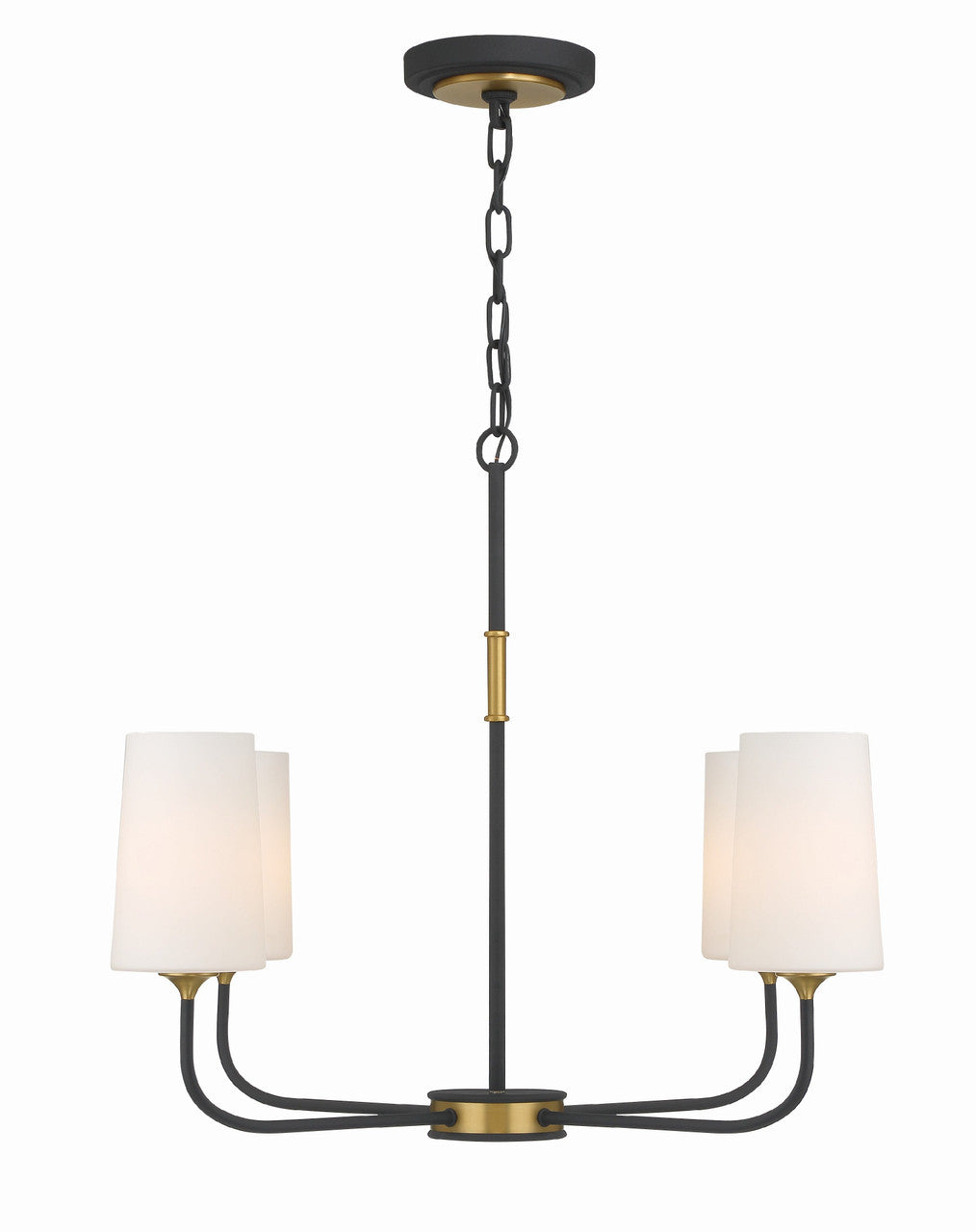 Crystorama Niles 4 Light Black Forged + Modern Gold Chandelier NIL-70014-BF-MG