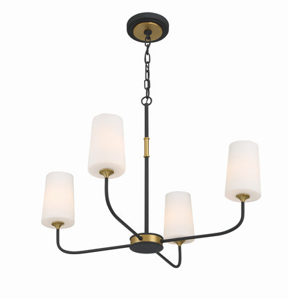 Crystorama Niles 4 Light Black Forged + Modern Gold Chandelier NIL-70014-BF-MG