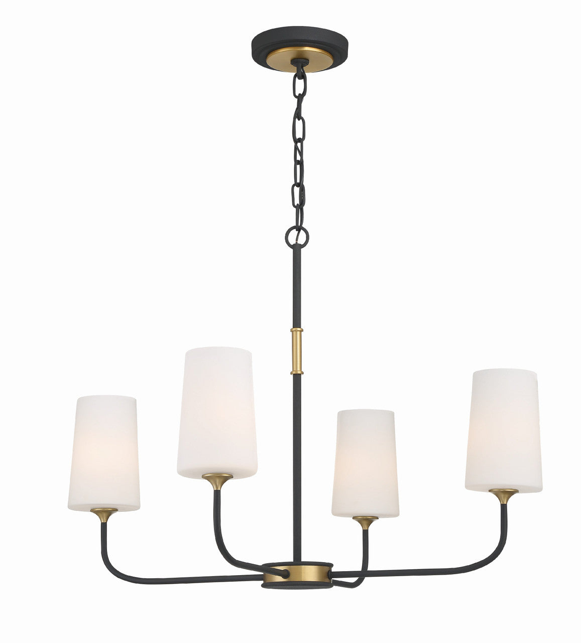 Crystorama Niles 4 Light Black Forged + Modern Gold Chandelier NIL-70014-BF-MG