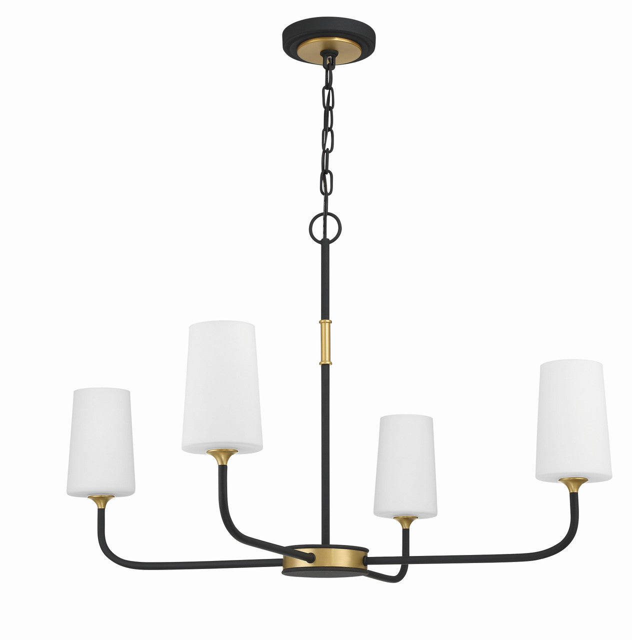 Crystorama Niles 4 Light Black Forged + Modern Gold Chandelier NIL-70015-BF-MG