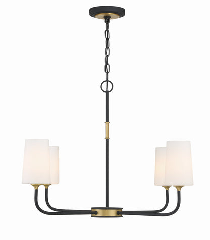 Crystorama Niles 4 Light Black Forged + Modern Gold Chandelier NIL-70015-BF-MG