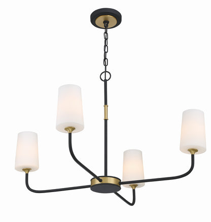 Crystorama Niles 4 Light Black Forged + Modern Gold Chandelier NIL-70015-BF-MG