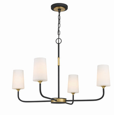 Crystorama Niles 4 Light Black Forged + Modern Gold Chandelier NIL-70015-BF-MG