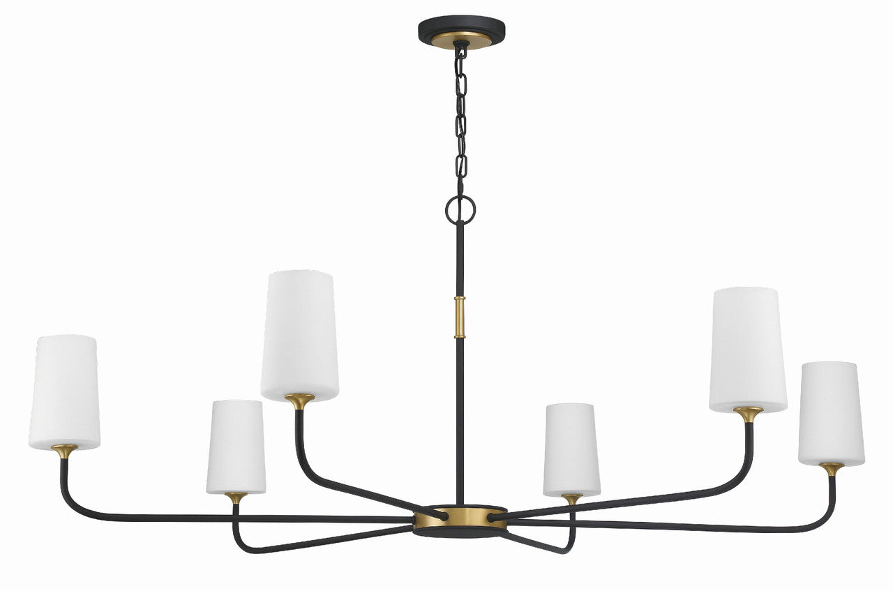 Crystorama Niles 6 Light Black Forged + Modern Gold Chandelier NIL-70016-BF-MG