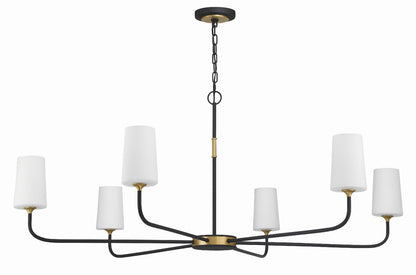 Crystorama Niles 6 Light Black Forged + Modern Gold Chandelier NIL-70016-BF-MG