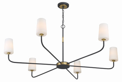 Crystorama Niles 6 Light Black Forged + Modern Gold Chandelier NIL-70016-BF-MG