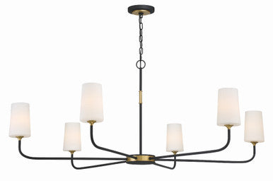 Crystorama Niles 6 Light Black Forged + Modern Gold Chandelier NIL-70016-BF-MG