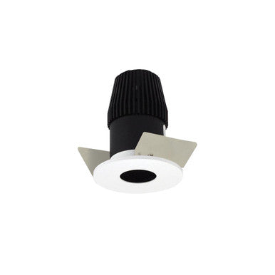 Nora Lighting 1" Iolite LED BWF Round Pinhole, 600lm, 2700K, Black Pinhole / Matte Powder White Flange NIOB-1RPH27XBMPW