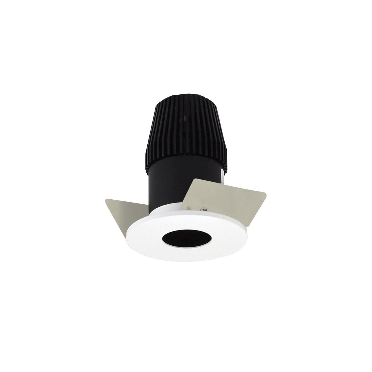 Nora Lighting 1" Iolite LED BWF Round Pinhole, 600lm, 3000K, Black Pinhole / Matte Powder White Flange NIOB-1RPH30XBMPW