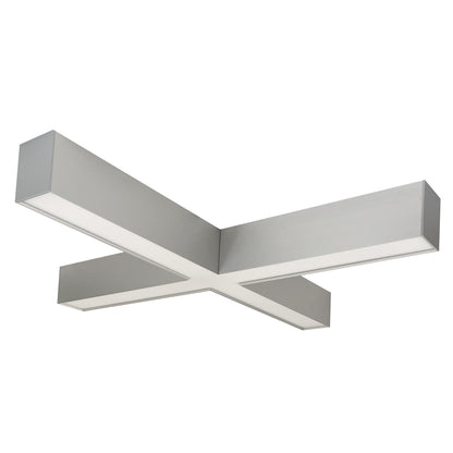 Nora Lighting "X" Shaped L-Line LED Indirect/Direct Linear, 6028lm / Selectable CCT, Aluminum finish NLUD-X334A