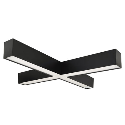 Nora Lighting "X" Shaped L-Line LED Indirect/Direct Linear, 6028lm / Selectable CCT, Black finish, with Motion Sensor NLUD-X334B/OS