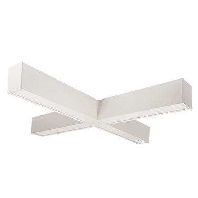 Nora Lighting "X" Shaped L-Line LED Indirect/Direct Linear, 6028lm / Selectable CCT, White finish, with Motion Sensor NLUD-X334W/OS