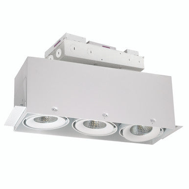 Nora Lighting LED Trimless 3-Head MLS Housing, 30W / 2100lm per Head, 2700K, 16-Degrees Spot, White, 120-277V 0-10V Dimming NMRTLG-13D6L1927SW