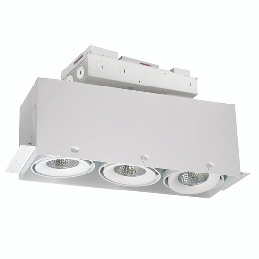 Nora Lighting LED Trimless 3-Head MLS Housing, 30W / 2100lm per Head, 3500K, 32-Degrees Flood, White, 120-277V 0-10V Dimming NMRTLG-13D6L1935W