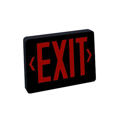 Nora Lighting Thermoplastic LED Exit Sign, Battery Backup, Red Letters / Black Housing, 2 Circuit NX-504-LED/BR