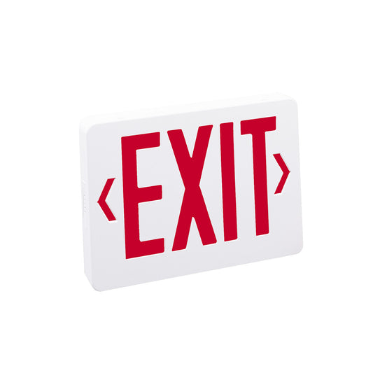 Nora Lighting Thermoplastic LED Exit Sign, Battery Backup, Red Letters / White Housing, AC NX-503-LED/R