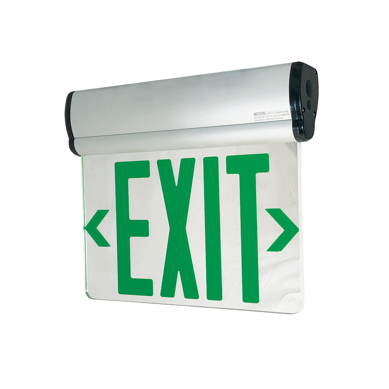 Nora Lighting Surface Adjustable LED Edge-Lit Exit Sign, AC Only, 6" Green Letters, Double Face / Mirrored Acrylic, Aluminum Housing NX-810-LEDG2MA