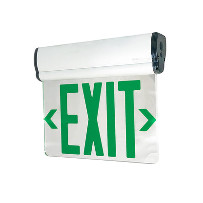 Nora Lighting Surface Adjustable LED Edge-Lit Exit Sign, Battery Backup, 6" Green Letters, Double Face / Mirrored Acrylic, White Housing NX-812-LEDG2MW