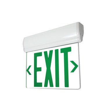 Nora Lighting Surface Adjustable LED Edge-Lit Exit Sign, AC only, 6" Green Letters, Single Face / Clear Acrylic, White Housing NX-810-LEDGCW