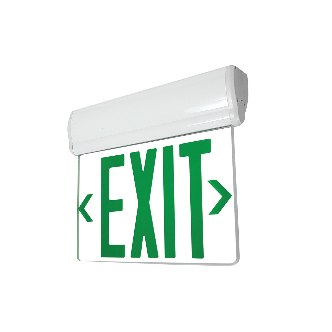 Nora Lighting Surface Adjustable LED Edge-Lit Exit Sign, 2 Circuit, 6" Green Letters, Single Face / Clear Acrylic, White Housing NX-811-LEDGCW