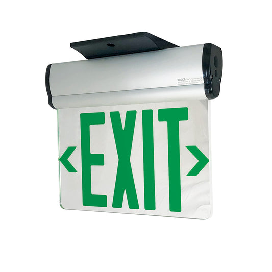 Nora Lighting Surface Adjustable LED Edge-Lit Exit Sign, AC Only, 6" Green Letters, Single Face / Mirrored Acrylic, Aluminum Housing NX-810-LEDGMA