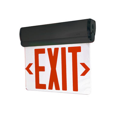 Nora Lighting Surface Adjustable LED Edge-Lit Exit Sign, 2 Circuit, 6" Red Letters, Single Face / Mirrored Acrylic, Black Housing NX-811-LEDRMB