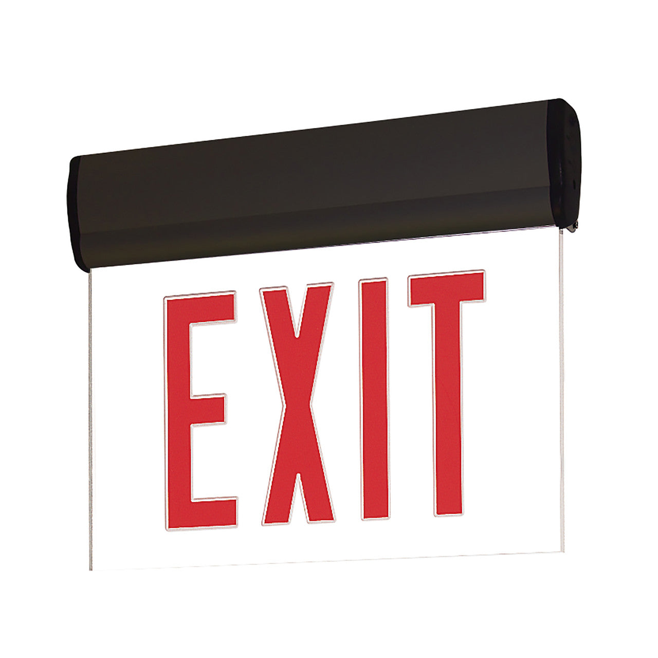 Nora Lighting Surface Adjustable LED Edge-Lit Exit Sign, Battery Backup, 6" Red Letters, Single Face / Clear Acrylic, Black Housing NX-812-LEDRCB