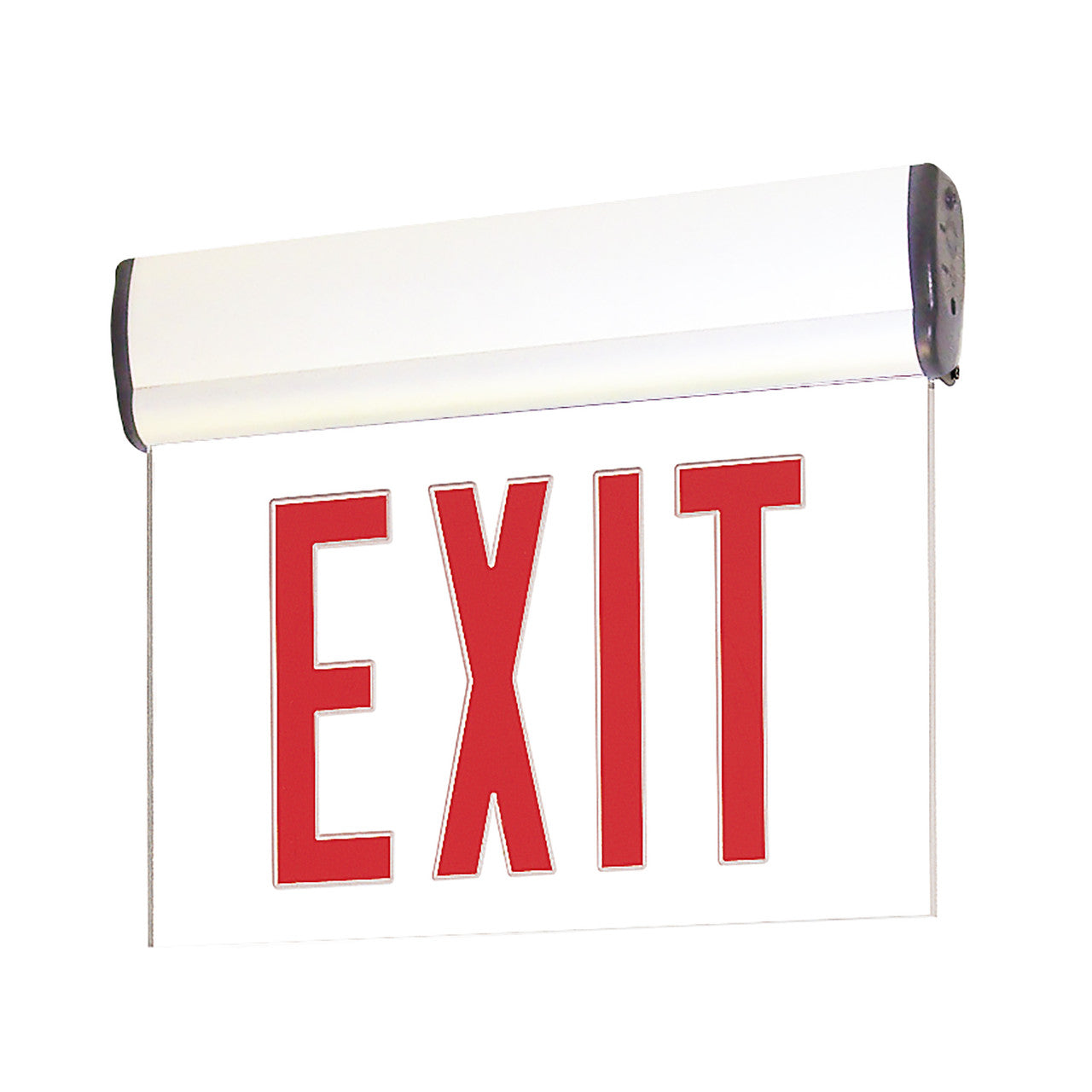 Nora Lighting Surface Adjustable LED Edge-Lit Exit Sign, Battery Backup, 6" Red Letters, Single Face / Clear Acrylic, White Housing NX-812-LEDRCW