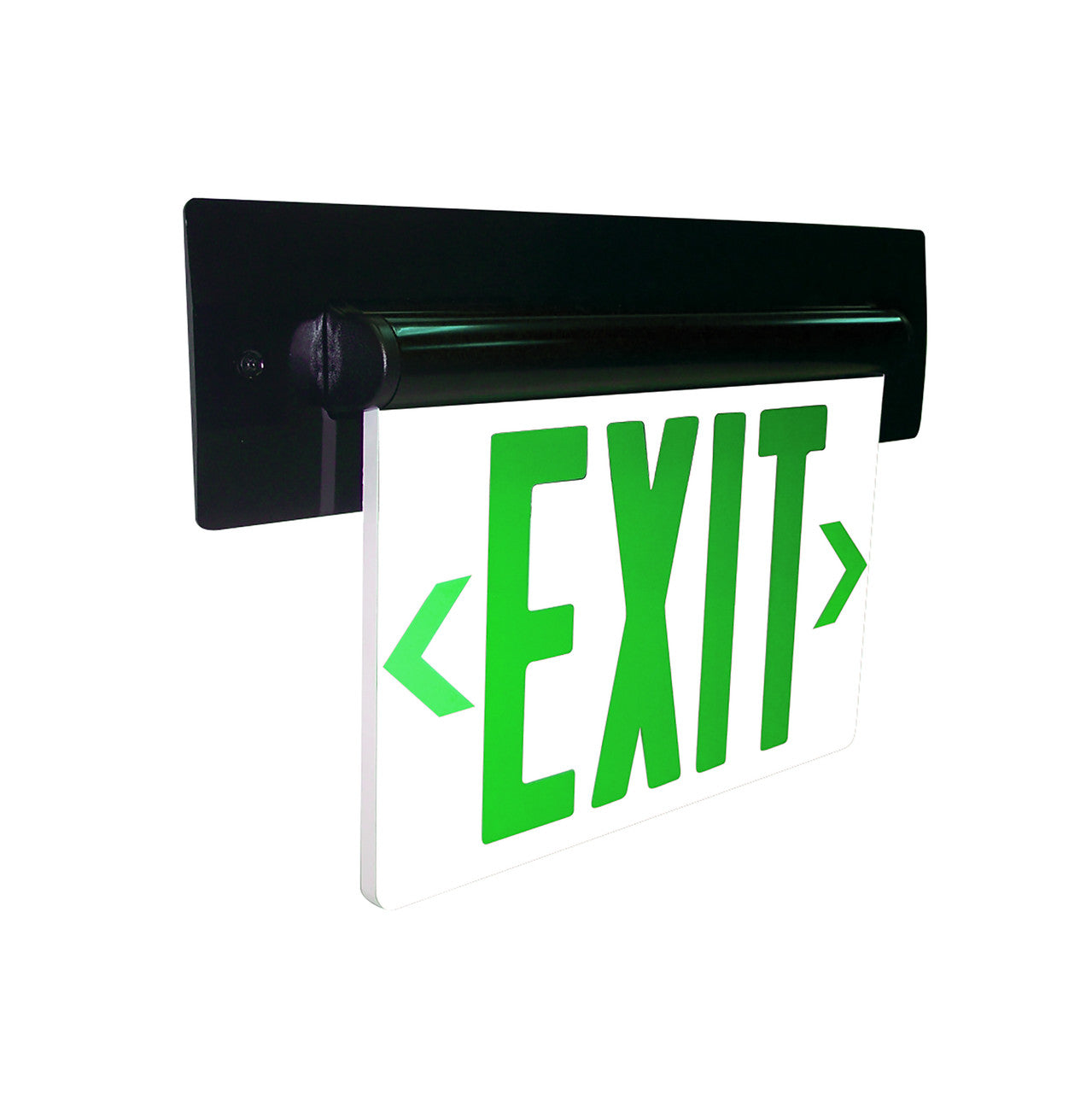 Nora Lighting Recessed Adjustable LED Edge-Lit Exit Sign, AC Only, 6" Green Letters, Double Face / Mirrored Acrylic, Black Housing NX-813-LEDG2MB