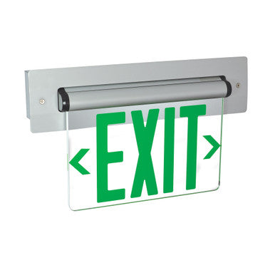 Nora Lighting Recessed Adjustable LED Edge-Lit Exit Sign, Battery Backup, 6" Green Letters, Single Face / Clear Acrylic, Aluminum Housing NX-815-LEDGCA