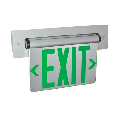 Nora Lighting Recessed Adjustable LED Edge-Lit Exit Sign, AC Only, 6" Green Letters, Single Face / Mirrored Acrylic, White Housing NX-813-LEDGMW