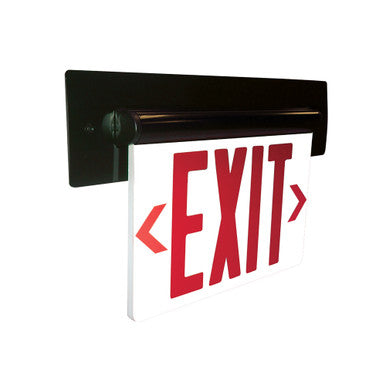 Nora Lighting Recessed Adjustable LED Edge-Lit Exit Sign, AC Only, 6" Red Letters, Double Face / Mirrored Acrylic, Black Housing NX-813-LEDR2MB