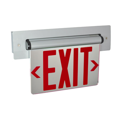 Nora Lighting Recessed Adjustable LED Edge-Lit Exit Sign, AC Only, 6" Red Letters, Double Face / Mirrored Acrylic, Aluminum Housing NX-813-LEDR2MA