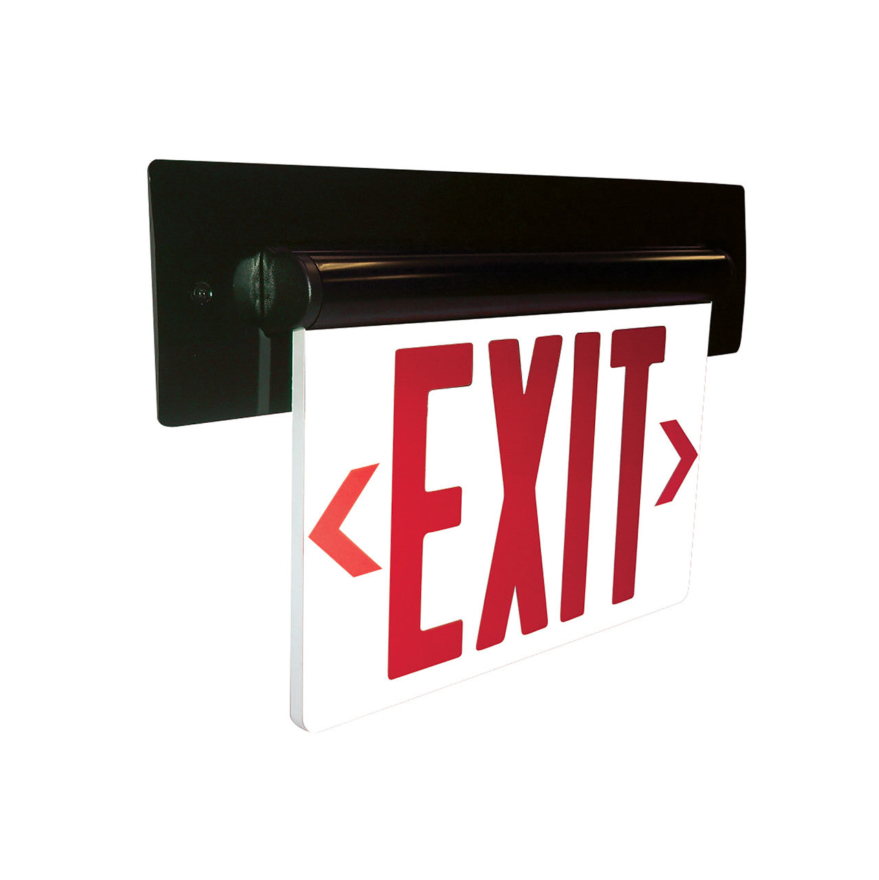 Nora Lighting Recessed Adjustable LED Edge-Lit Exit Sign, 2 Circuit, 6" Red Letters, Double Face / Mirrored Acrylic, Black Housing NX-814-LEDR2MB