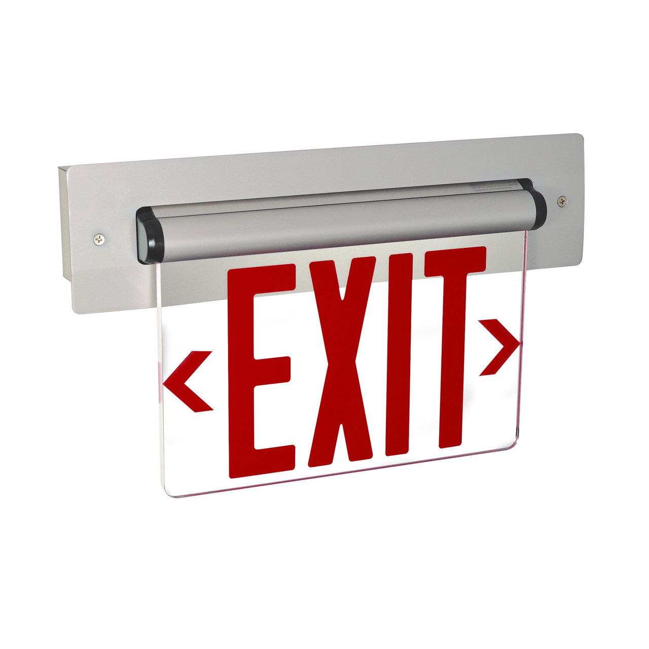 Nora Lighting Recessed Adjustable LED Edge-Lit Exit Sign, AC Only, 6" Red Letters, Single Face / Clear Acrylic, Aluminum Housing NX-813-LEDRCA