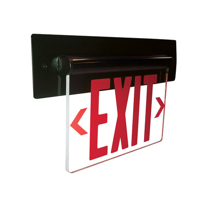 Nora Lighting Recessed Adjustable LED Edge-Lit Exit Sign, AC Only, 6" Red Letters, Single Face / Clear Acrylic, Black Housing NX-813-LEDRCB