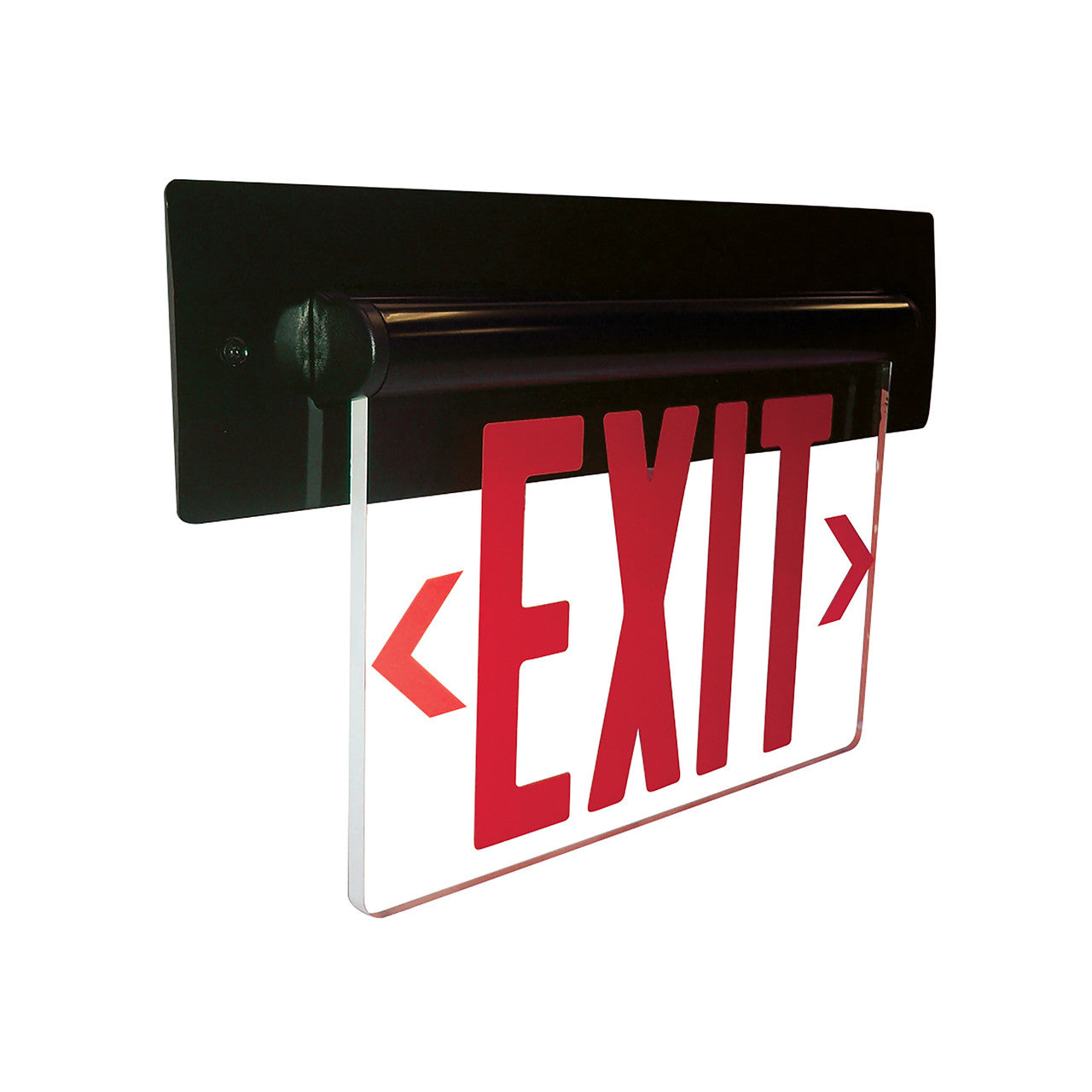 Nora Lighting Recessed Adjustable LED Edge-Lit Exit Sign, Battery Backup, 6" Red Letters, Single Face / Clear Acrylic, Black Housing NX-815-LEDRCB